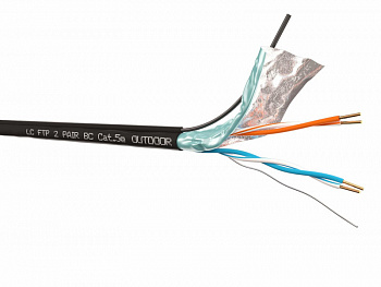 LC Кабель FTP2 cat.5е, одножильный, экранированный, 305м, Cu, для наружных работ, проволочный трос