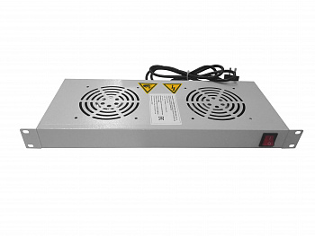 Netko Полка вентиляторная 19" 1U/2 вентилятора, с кабелем, серая, 