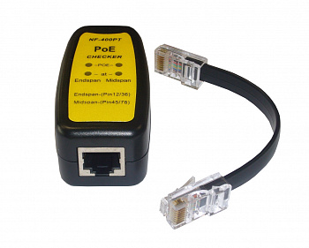 Netko Кабельный тестер RJ45, PoE 802.3af + 802.3at, 4 LED индикатора, черный Netko Кабельный тестер RJ45, PoE 802.3af + 802.3at, 4 LED индикатора, черный